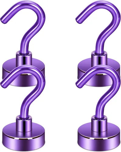 Miniatura 52 de Neosmuk Ganchos magnéticos, imanes de tierra resistentes de 30 libras con gancho para refrigerador, gancho de crucero extra fuerte para colgar