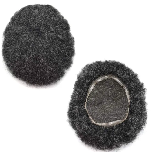 Miniatura 13 de Afro - Toupee - Toupee para hombre, encaje suizo, rizado, para hombres negros, hombres afroamericanos, todos los encajes, sistemas de reemplazo