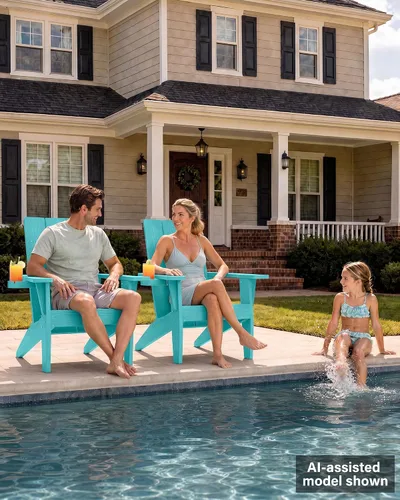 Miniatura 2 de MXIMU Silla Adirondack moderna resistente a la intemperie con portavasos, sillas de gran tamaño para hogueras Adorondic de plástico al aire libre