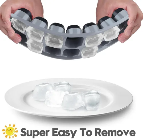 Miniatura 2 de Paquete de 4 bandejas para cubitos de hielo, fáciles de liberar y flexibles, bandejas de silicona para cubitos de hielo de 56 piezas con tapa