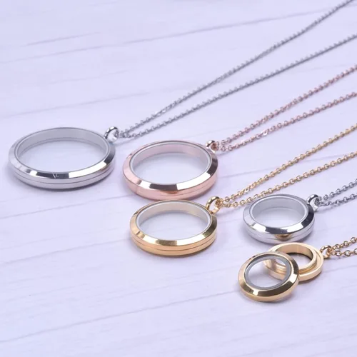 Miniatura 6 de Tamaño redondo Living Memory Photo Relicario Locket Colgante Flotante Cuadro Collares para Mujeres Regalo Joyería, L269-1.378 in