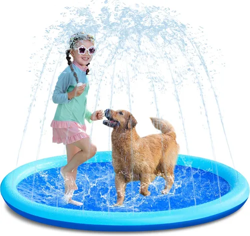 SLOOSH Tapete antideslizante de 60 pulgadas para salpicaduras, juguetes de agua para exteriores, tapete de juego para niños y perros, regadera Azul