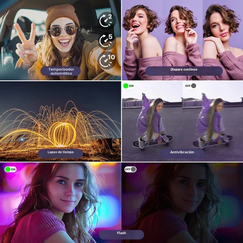 Miniatura 8 de Cámaras digitales 8K para fotografía con WiFi, cámara de enfoque automático de 88 MP para vlogging para YouTube con doble lente, cámara digital