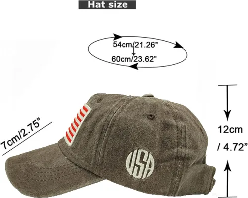 Miniatura 6 de Gorra de béisbol con bandera americana de algodón vintage ajustable lavada desgastada para hombres mujeres adolescentes
