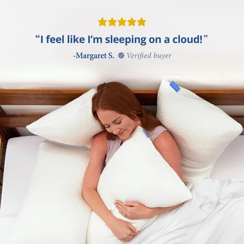 Miniatura 7 de Cosy House Collection Almohada de espuma viscoelástica triturada de lujo con rayón derivado del bambú - Relleno ajustable y extraíble - Funda fresca