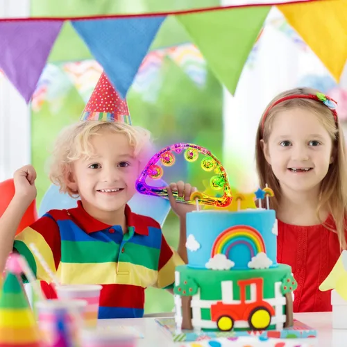 Miniatura 5 de Aywewii Pandereta LED – Juguetes sensoriales iluminados para niños con autismo y necesidades especiales, instrumento musical para niños pequeños