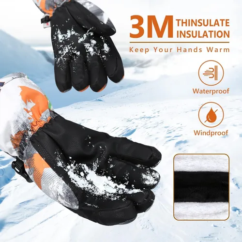 Miniatura 3 de Guantes de esquí, guantes de nieve impermeables y transpirables más cálidos para clima frío, se adaptan tanto a hombres como a mujeres, para padres