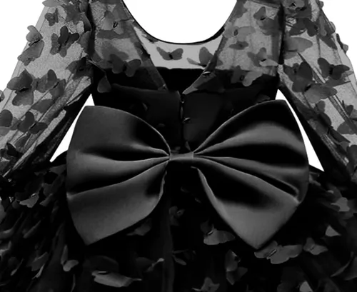 Miniatura 4 de KLFFLGID Vestido de mariposa con lentejuelas y lazo para bebé niña pequeña, tutú de flores para boda, fiesta de cumpleaños