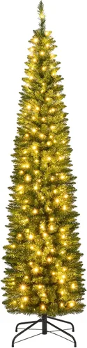 Miniatura 19 de GOFLAME Árbol de Navidad de 6 pies sin luz, árbol de Navidad negro, decoración de Halloween en forma de lápiz, árbol de Halloween con 520 puntas