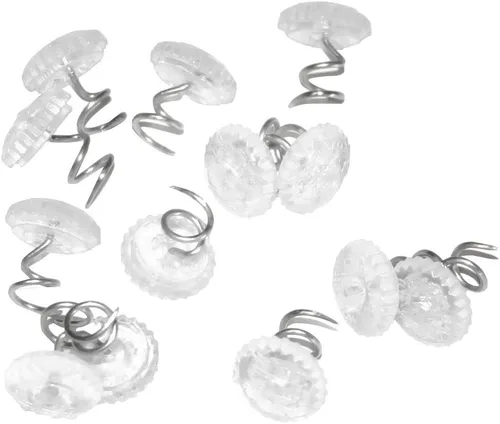 Miniatura 7 de Attmu 30 piezas de tachuelas de tapicería de cabeza transparente para fundas y faldas de cama, alfileres de falda de cama de 0.5 pulgadas
