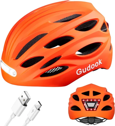 Miniatura 7 de Casco de bicicleta con luz LED: Cascos de bicicleta para hombres y mujeres y adultos con luces delanteras y traseras Casco de ciclismo ajustable