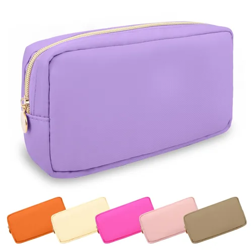 Miniatura 86 de Estuche pequeño para lápices y maquillaje para bolso, lindo estuche de lápices, bolsa de pinceles de maquillaje de nylon con cremallera, estuche