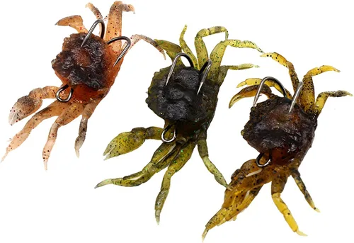 3 señuelos suaves de cangrejo de simulación 3D con ganchos afilados, ganchos dobles para pesca en el mar, trampas de cebo de cangrejo, herramienta