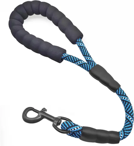 Miniatura 12 de Correa corta para perro de 18 pulgadas, cuerda de tráfico para perro con mango acolchado, lengüeta de nailon fuerte de 1.5 pies para perros medianos