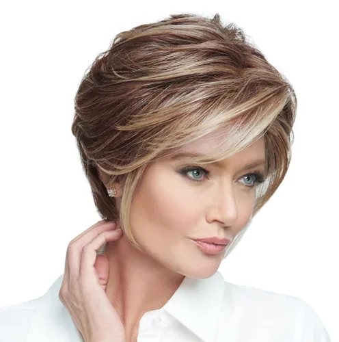 Miniatura 4 de Raquel Welch Go To Style - Peluca de pelo corto versátil y favorecedora de Hairuwear, gorra media, castaño iluminado por el sol RL10/12
