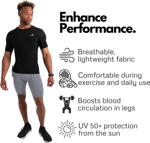 Miniatura 3 de CompressionZ Men's Compression Shorts with Pockets - Performance Sport Spandex Compression Underwear 8