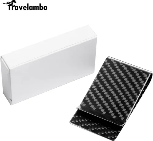 Miniatura 9 de Travelambo Cartera de bolsillo frontal con clip de fibra de carbono para dinero, cartera minimalista delgada para tarjetas de crédito