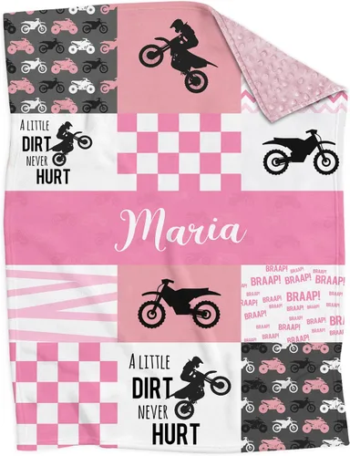 Miniatura 16 de Mantas personalizadas de motocross Minky para bebé con nombre, mantas personalizadas con diseño de retazos para niños y niños, regalos de registro