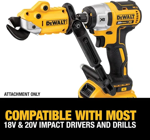 Miniatura 8 de DEWALT Cizalla/Cortador de Metal Accesorio para Taladro, Listo para Impacto, Cabezal Pivotante de 360 Grados, Corta Material de 18GA