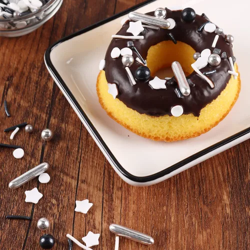 Miniatura 5 de Chispas para decorar pasteles, magdalenas, galletas, cobertura de helado, 7 onzas de chispas doradas y plateadas para hornear, perfectas para Negro