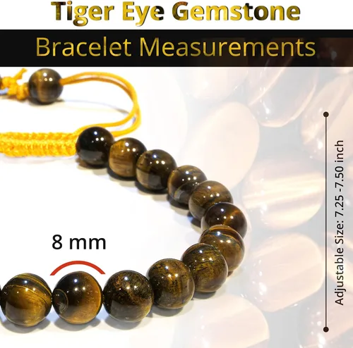 Miniatura 304 de Adjustable Crystal Bracelet – Gemstone Bead Bracelet with Adjustable Macrame String – Chic Gemstone Bracelet for Men and Women – 8mm Round Healing