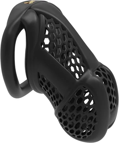 Miniatura 10 de Conjunto de Jaula Peniana de Miel Respirable con 4 Anillos Planos, Jaulas Pequeñas para Pene, Dispositivo de Castidad para Hombres, Juguetes Negro