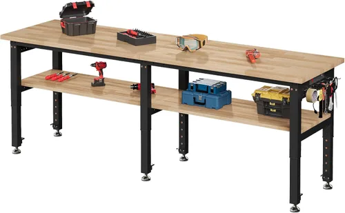Miniatura 20 de SPECRAFT Banco de trabajo ajustable de 2 niveles de 48 x 20 pulgadas con 4 salidas de CA y 2 puertos USB, banco de trabajo resistente de capacidad