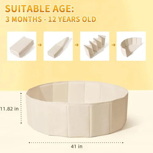 Miniatura 2 de Pozo de pelotas para bebés, bebés, perros, gatos, niños pequeños, tienda de campaña plegable, corralito de juegos con bolsa de almacenamiento, Beige