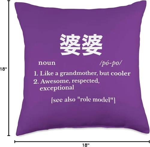 Miniatura 4 de Chinese Gifts For Grandma Popo abuela presente almohada de 15.7 x 15.7 in, multicolor