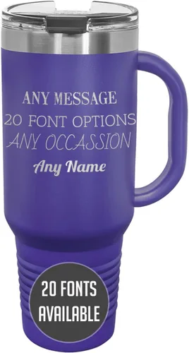 Miniatura 57 de Vaso de acero inoxidable aislado con tapa de 20 onzas (17 colores) personalizado con recubrimiento en polvo, grabado personalizado, nombre