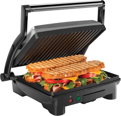 Chefman Parrilla Prensa para Panini y Sandwichera Gourmet con Placas Recubiertas Antiadherentes, se Abre 180 Grados para Adaptarse a Cualquier Tipo