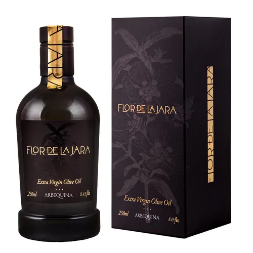 FLOR DE LA JARA Aceite de Oliva Extra Virgen Premium de España, Prensado en Frío, Monovarietal Arbequina, Aceitunas Cosechadas a Mano, Finca