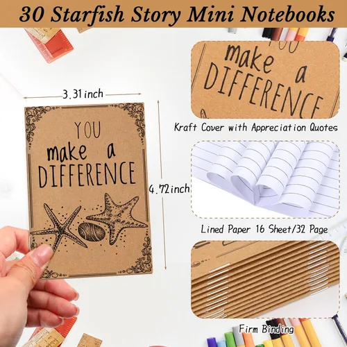 Miniatura 2 de Seajan Juego de 30 cuadernos de papel kraft de bolsillo para regalo de agradecimiento para compañeros de trabajo, profesores, voluntarios