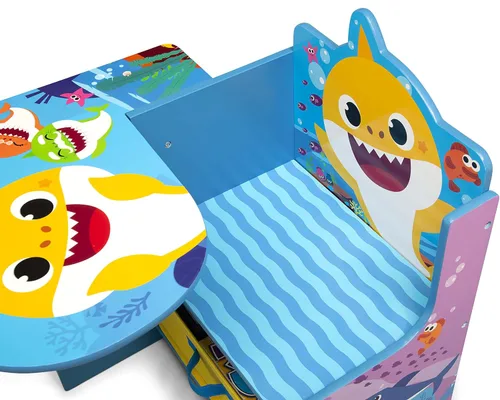 Miniatura 10 de Delta Children - Escritorio con silla y compartimento de almacenamiento + Organizador de juguetes para 6 contenedores con diseño de tiburón bebé
