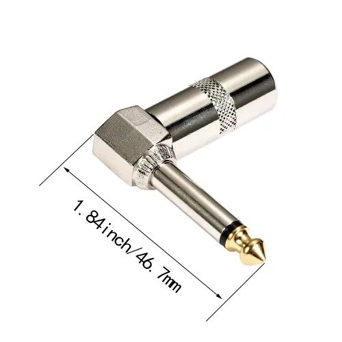 Miniatura 7 de Enchufe de ángulo recto de 90 grados de audio de 1/4 pulgadas, conector de soldadura TS mono macho resistente de 0.250 in para cables de altavoz