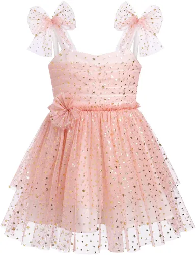 IMEKIS Vestido de cumpleaños para niñas pequeñas, tul brillante, princesa, pastel, sesión de fotos, traje para 1-6T