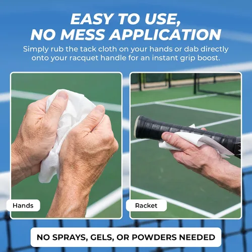 Miniatura 3 de Tourna Tac Rag - Paño de agarre pegajoso para tenis, pickleball y deportes (paquete de 2) - Potenciador de agarre para manos y asas, sin residuos