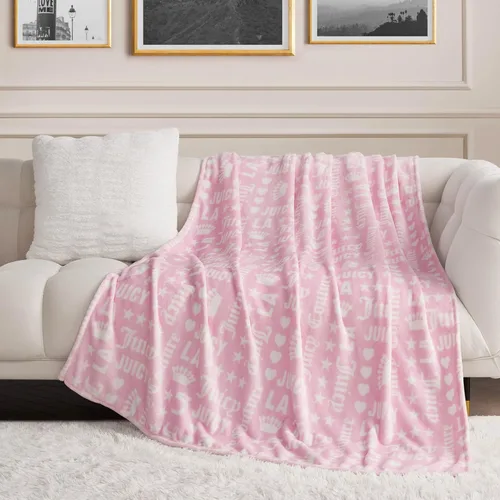 Miniatura 31 de Juicy Couture Berry Happy - Manta de felpa de 50 x 70 pulgadas, color rosa, mantas decorativas para sofás, mantas para sillas y camas
