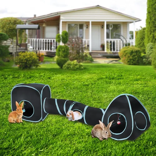 Miniatura 5 de YUEPET Túnel de conejo y cubo plegable tienda de campaña interactiva de túnel arrugado juguetes pequeños escondite de animales con pelota de juego