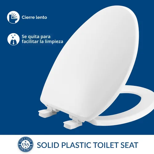 Miniatura 2 de Bemis 7300SLEC Asiento de inodoro de cierre lento, bisagras fáciles de limpiar y asiento de plástico duradero, fabricado en Estados Unidos