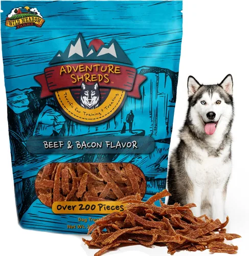 Miniatura 11 de Adventure Shreds Elk & Bacon Golosinas para perros, golosinas suaves y finas para entrenamiento y recompensas, aperitivos sin granos para mascotas