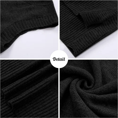 Miniatura 6 de PEIQI Suéter de punto para mujer, sin mangas, liso, casual, básico