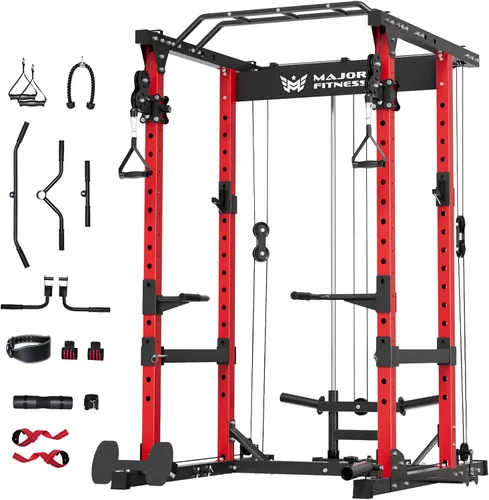 Miniatura 13 de MAJOR FITNESS Drone1 Power Cage - Rack de potencia multifunción para gimnasio en casa, estante para sentadillas, sistema de cruce de cables