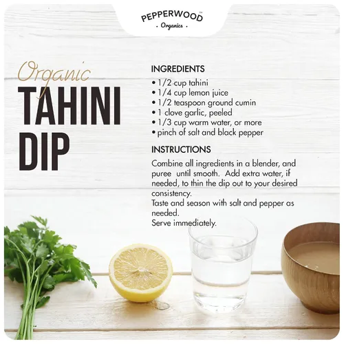 Miniatura 9 de Pasta de Tahini de Sésamo Integral Orgánica – Sin Descascarillar y Molida en Piedra – Textura Sedosa y Suave en Hummus, Salsas, Aderezos – Sin Sal