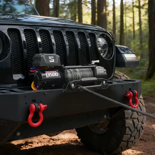 Miniatura 8 de SINOKING Cabrestante eléctrico de 13500 libras para Jeep, camión, SUV, cabrestante de remolque y cabrestante de barco - Cuerda sintética resistente