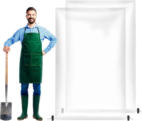 2 Piezas Cubiertas Grandes para Plantas de Invierno Protección contra Heladas - 47" x 71" Bolsas de Plástico para Plantas contra Heladas con Cordón,