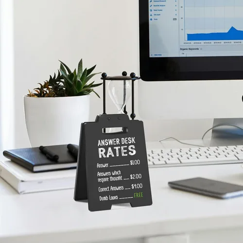Miniatura 2 de Letrero divertido para escritorio de oficina, placa de humor con texto en inglés "Responder Desk Rates", regalo sarcástico divertido para compañeros