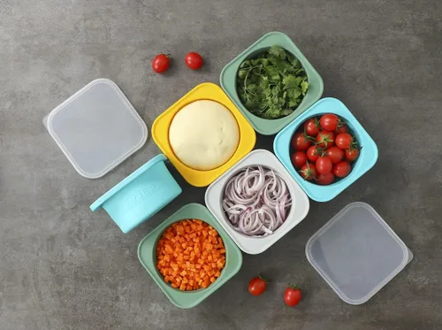 Miniatura 9 de Recipientes apilables de silicona para pruebas de masa de pizza artesanal con tapas, 5 paquetes-16.9 fl oz porción (amarillo)