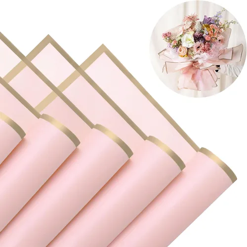 Miniatura 9 de Gloreyan 20 hojas de papel de regalo de flores, suministros de envoltura de ramo de floristería negro impermeable con borde blanco para embalaje