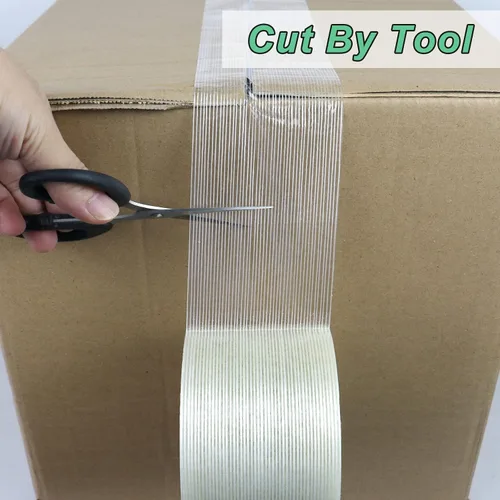 Miniatura 6 de BOMEI PACK Cinta de fleje de 3 pulgadas, cinta de embalaje reforzada con fibra resistente, 60 yardas 5.9 mil, total 120 yardas
